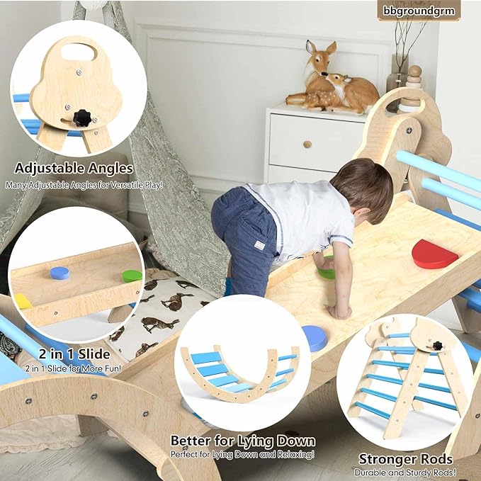 Wooden Indoor Climbing Toy for Children, Foldable Play Equipment