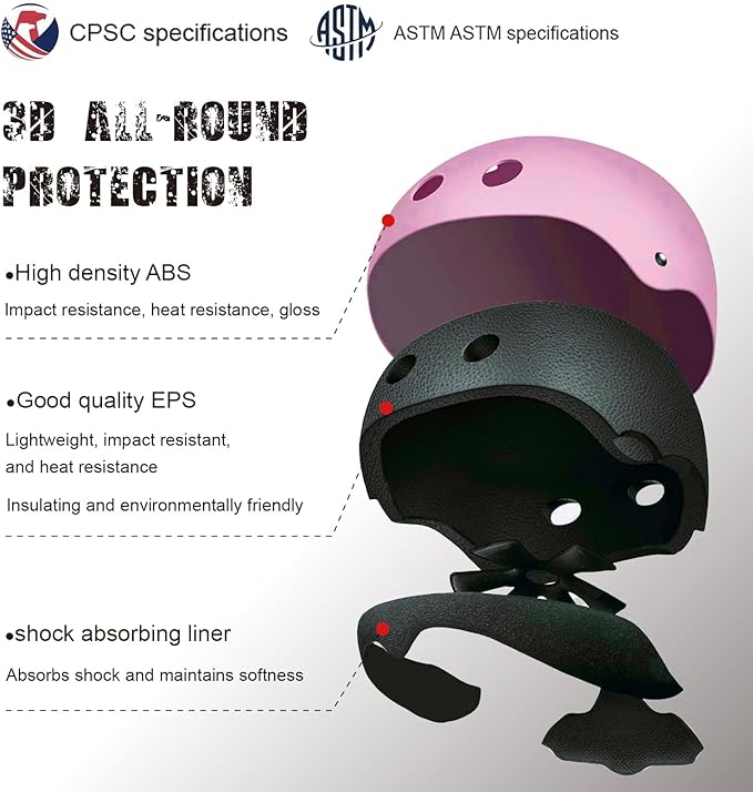 Kids Bike Helmet, CPSC & ASTM Certified, Adjustable EPS Protective Gear, 5 Colors, Multi-Sport for Boys & Girls, 11 Vents, Free Sports Drawstring Bag