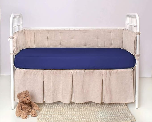 Crib Fitted Sheet by Pure Bamboo, Genuine 100% Organic Viscose Derived from Bamboo, Luxuriously Soft, Ultimate Cooling, Fits Standard Size Crib Mattress (Cobalt Blue)