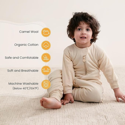 kaiya baby Unisex Toddler Sleep Sack with Feet 1.0 Tog Split Legs Sleep Sack 18-36 Months, Sleep Bag Walker, Gifts for Boys & Girls, Cream