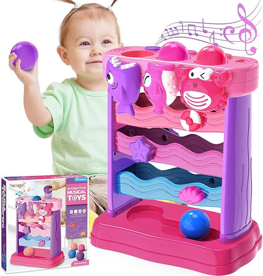 Toys for 1 2 Years Old Girls, Musical Toys for 12-18 Months, Interactive Toddler, Montessori Toys, Christmas Birthday Gifts for Baby Kids Toddlers Age 1-2 Years Old (Pink)