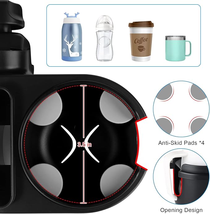 Accmor Stroller Cup Holder with Tray, Universal Cup Holder Tray for Uppababy Nuna Doona Strollers, Bottle Drinks Holder for Stroller, Wheelchair, Walker