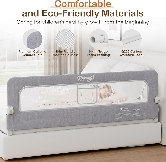 Bed Rail for Toddlers, 71 Inch Wider U-Shape Base Toddler Bed Rails, Swing Down Breathable Baby Bed Rail Guard for King, Queen, Full, Twin Bed Guard Rail for Toddlers