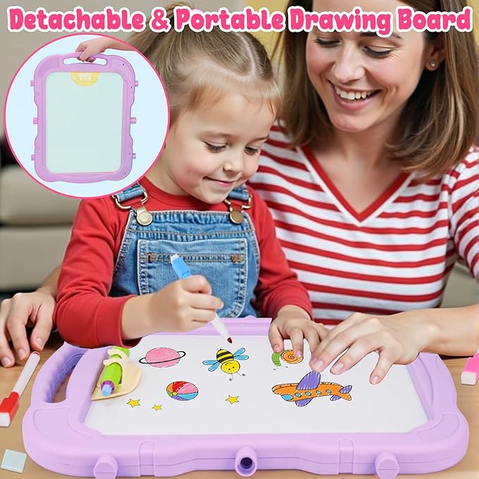 Kids Easels for Toddlers 2-4 Double Sided Kids Art Easel with Magnetic White Board Chalk Board Adjustable Stand Drawing Painting Easel Learning Toys 2 3 4 Year Old Girl Birthday Christmas Gifts Pink