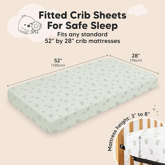 KeaBabies 2-Pack Fitted Crib Sheets for Boys, Girls, Baby - Soft Bamboo Viscose Cotton, 52x28 Standard Crib Mattress Sheets, Toddler Bed Mattress Cover, Gender Neutral, Breathable, Durable (Elly)