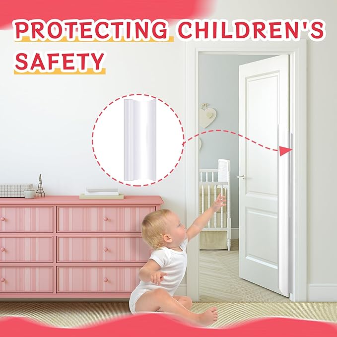 TrelaCo 12 Pcs Baby Proofing Door Pinch Guard, Hinge Cover, Door Edge & Corner Guards Protector for Kids Finger Safety, Heavy Duty Jam Shield, Translucent