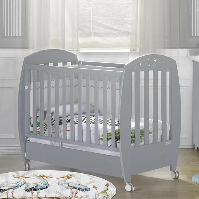 Custom Baby Crib Bedding Set, Personalized Name Moon Crane Design Crib Set 3 Pcs, Soft Double Layer Blanket, Crib Sheet & Room Rug, Ideal Nursery Decor Gift for Baby Girls Boys