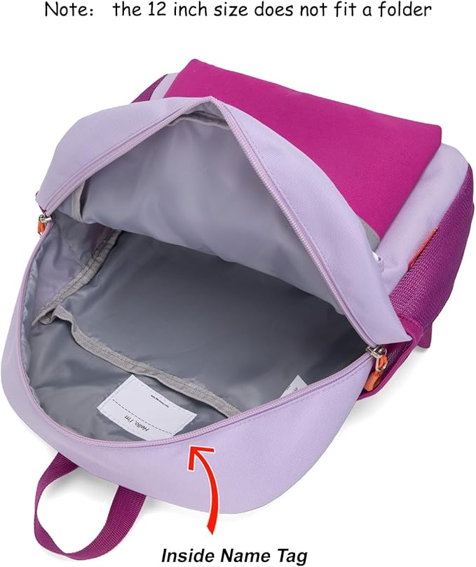 HawLander Little Kids Backpack for Boys or Girls, Toddler School Bag Fits 3 to 6 years old, Light Purple, 12 Inch