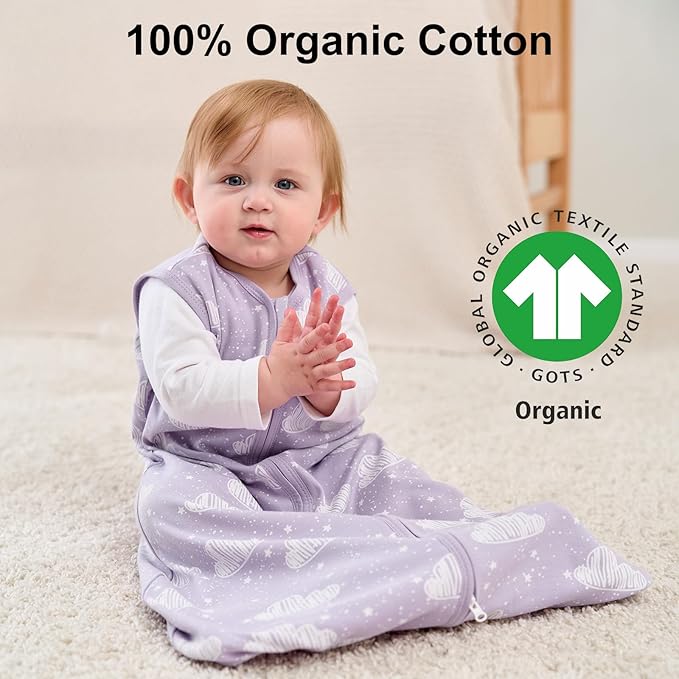 Yoofoss Baby Sleep Sack 0-6 Months Wearable Blanket for Babies 100% Organic Cotton 2-Way Zipper TOG 0.5 Toddler Sleeping Sack 3 Pack, Comfy Lightweight Sleep Sacks