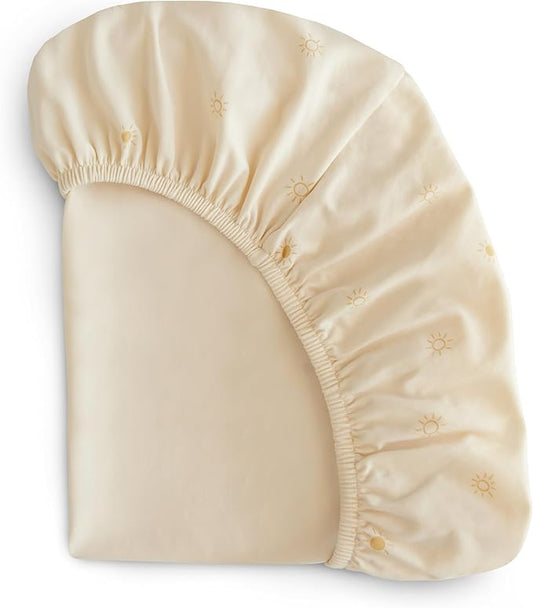 mushie Stretchy & Soft Crib Sheet | Fitted 28" x 52" (Sun)