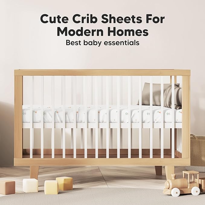 KeaBabies 2-Pack Baby Crib Sheets for Boys, Girls - 52x28 Viscose Derived from Bamboo Toddler Bed Sheets Neutral, Fitted Crib Mattress Cover for Standard Baby Bedding, Soft & Cozy (Wildflowers)