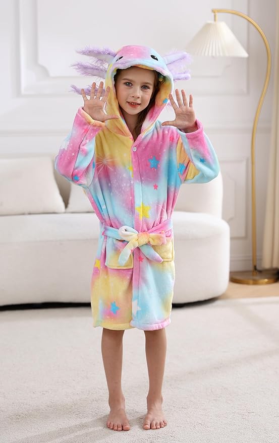 CuteOn Bathrobe for Women Soft Fleece Hooded Plush Loungewear