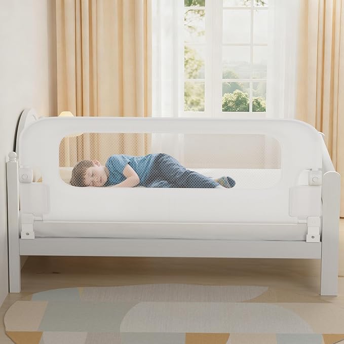 Baby Bed Rail Guard for Toddlers - 78" Toddler Bed Rails for Twin, Full, Queen, King Bunk Size Bed Swing Down Bedrail Extral Tall Child Safety Side Railing Guards for Kids White