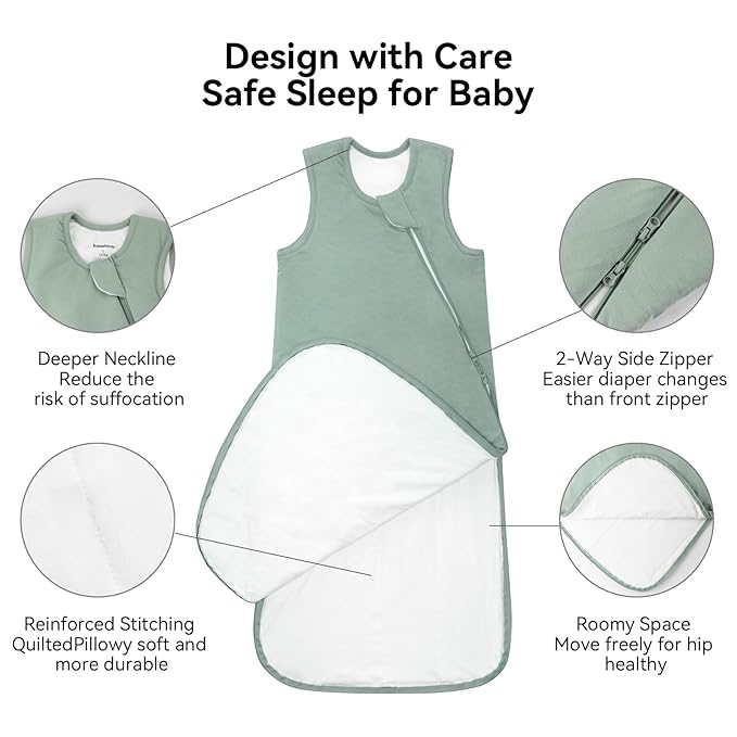 Rayon Made from Bamboo Sleep Sack 12-18 Months 2.5 Tog Winter Warm Ultra Soft Baby Wearable Blanket Toddler Sleep Sack for Babies Unisex Girl Boy 2-Way Zipper Quilted Thick Baby Sleeping Bag