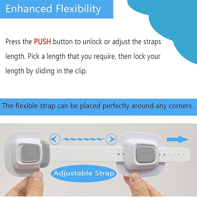 YEYA No Drill Anti tip Furniture Adjustable Straps Wall Anchors for Baby proofing with Strong 3M Adhesive Backing (Upgraded 2P)
