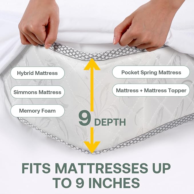 Waterproof Mattress Protectors Split California King 9" Depth, Zippered Mattress Cover Soft Breathable Encasement Great for Dorms Hotel,36"x84"x2