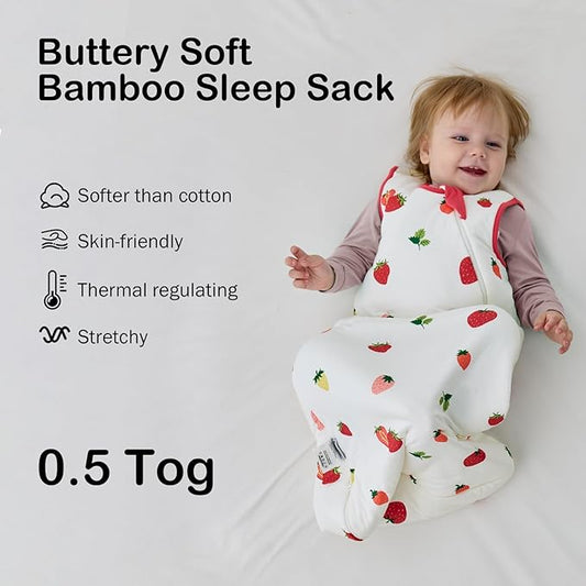 BubblePanda Rayon Made from Bamboo Sleep Sack 2t-3t 0.5 Tog Soft Lightweight Toddler Sleep Sack 24-36 Months for Babies 2-Way Zipper Wearable Blanket Baby 3t