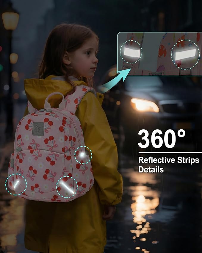 CAMTOP Toddler Backpack for Boys Girls 2-4, Kids Backpacks for Kindergarten Preschool, 12" H Small Bookbag for Daycare Travel (Cherry Pink, 12''- Not fit A4 folder)