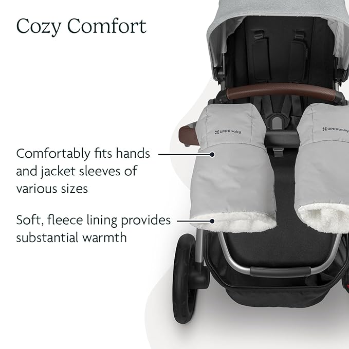 UPPAbaby CozyHandmuff - Easily Attaches to Stroller Handlebars - Ultra-Plush, Weather-Proof Hand Protection - Bryce (White Marl)
