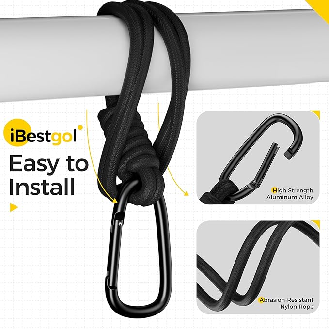 Baby Stroller Hooks, Universal Clips for Diaper and Mommy Bags, Heavy-Duty Hangers with Straps, Practical Stroller Accessory for Moms, Black-4pc