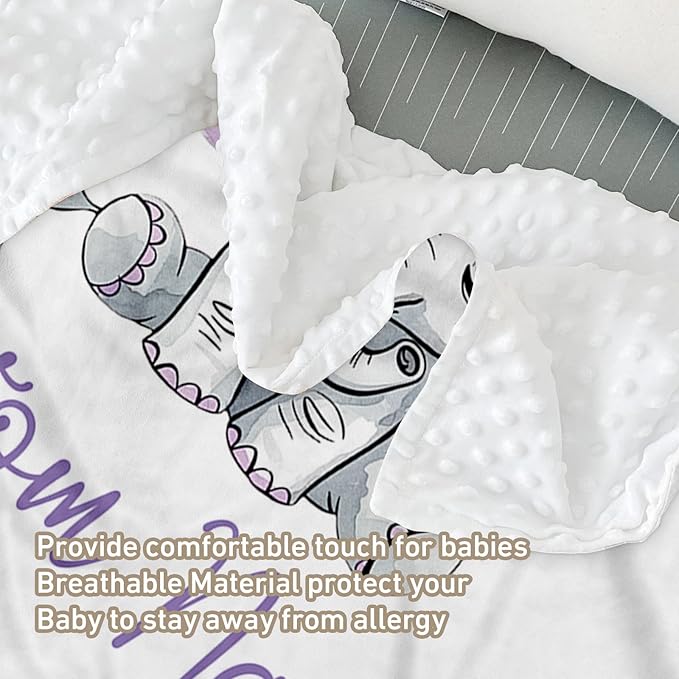 Custom Name Crib Bedding Set 3-Piece – Light Purple Elephant Design Baby Bedding Set with Personalized Soft Blanket, Fitted Sheet, Changing Pad Cover – Ideal Newborn Gift for Boys and Girls