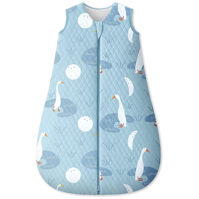 Baby Sleep Sack 18-24 Months 1.5 Tog Baby Wearable Blanket 100% Cotton Fabric Warm Sleeping sack with 2-Way Zipper Quilted for Toddler Infant Tog Blue Duck