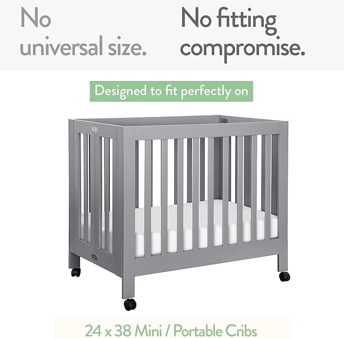 Mini Portable Crib Sheets Fitted for 24 x 38 Inch Mattress – Compatible with Dream on Me, Delta Porta Crib and Arms Reach Ideal Cosleeper – 2 Pack