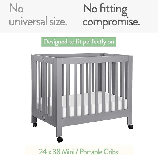 Mini Portable Crib Sheets Fitted for 24 x 38 Inch Mattress – Compatible with Dream on Me, Delta Porta Crib and Arms Reach Ideal Cosleeper – 2 Pack