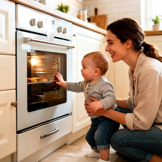 1 Pack Oven Lock for Baby Proofing - Heat Resistant, No Drill Adhesive Stove Door Lock, Child Safety Oven Lock (White)