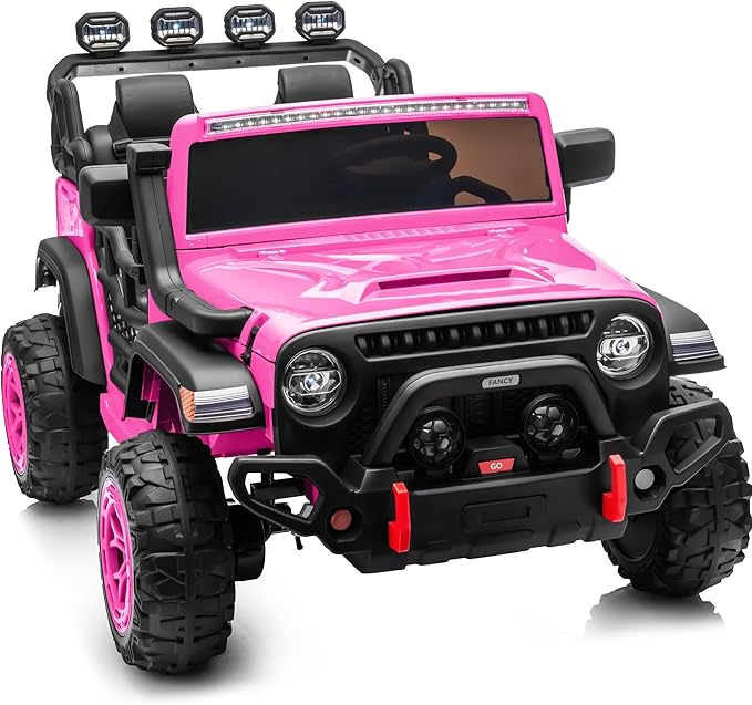 2 Seater Ride on Electric Car, 12V Ride on Toy Car for Kids 4-8 w/Remote Control, EVA Tires - Pink