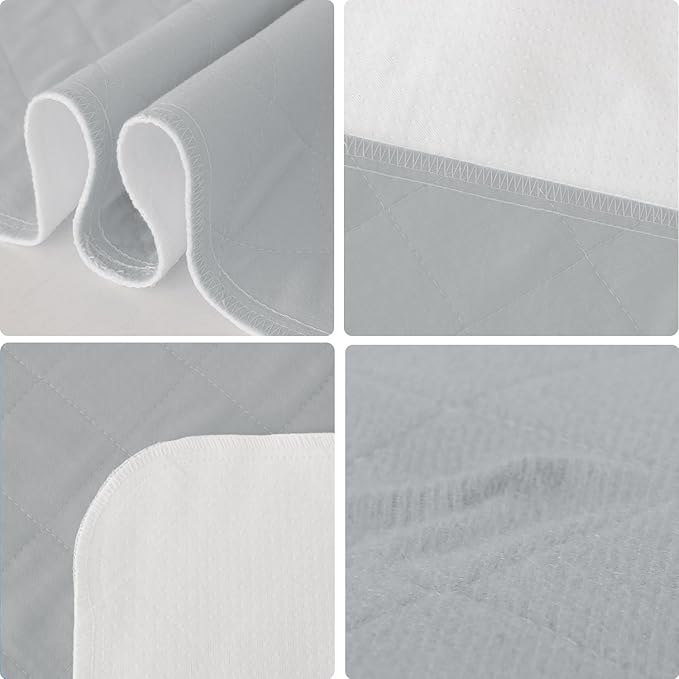 Bed Pads Washable Waterproof(2 Pack, 34 x 36), Washable and Reusable Anti Slip Chuck Pads Incontinence Underpad Sheet Protector for Adults, Elderly, Kids, Toddler and Pets, Grey