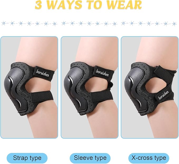 Kids/Adult/Youth Knee and Elbow Pads with Wrist Guards 3 in 1 Protective Gear Set for Skateboarding Cycling BMX Bike Scooter Skating Rollerblading Riding