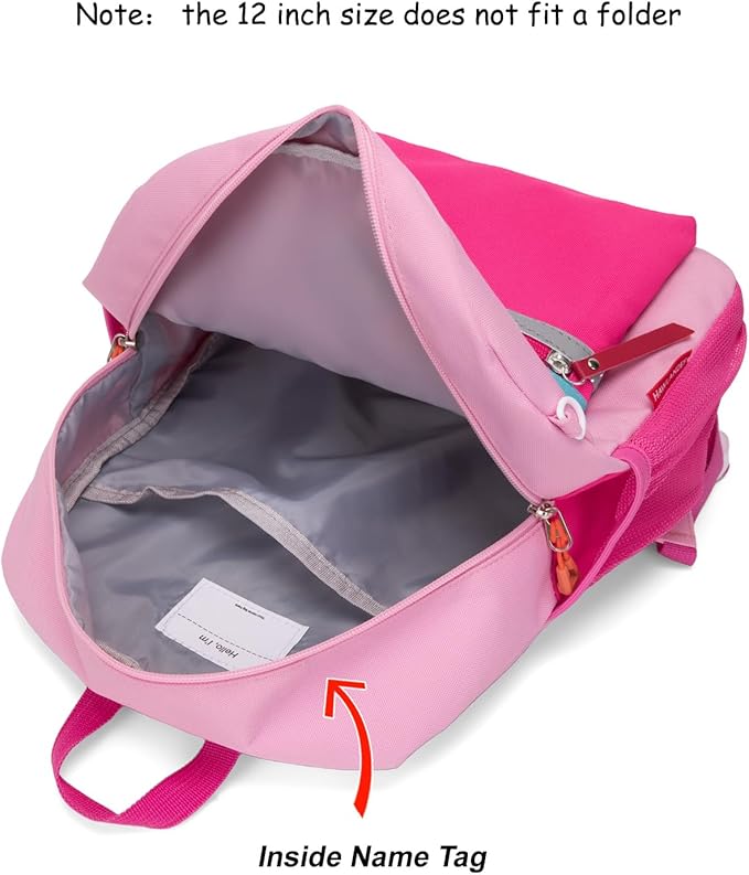 HawLander Little Kids Backpack for Boys or Girls, Toddler School Bag Fits 3 to 6 years old, Pink Rose, 12 Inch