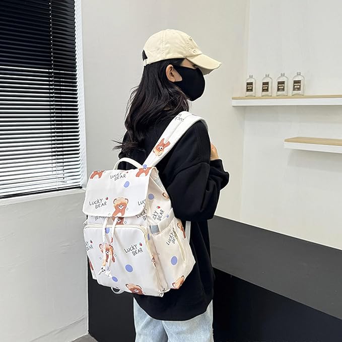 Multi Compartment Diaper Bag with Stylish Print Design Waterproof Oxford Fabric Backpack for Moms Travel Outdoor
