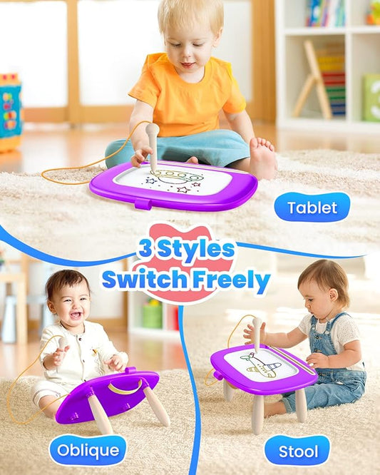 Seimome Doodle Board for Toddler Toys Age 1-3, Magnetic Writing Board, Preschool Learning and Educational Toys for 1 2 3 Years Old Girl Boy Gift for Birthday -Purple