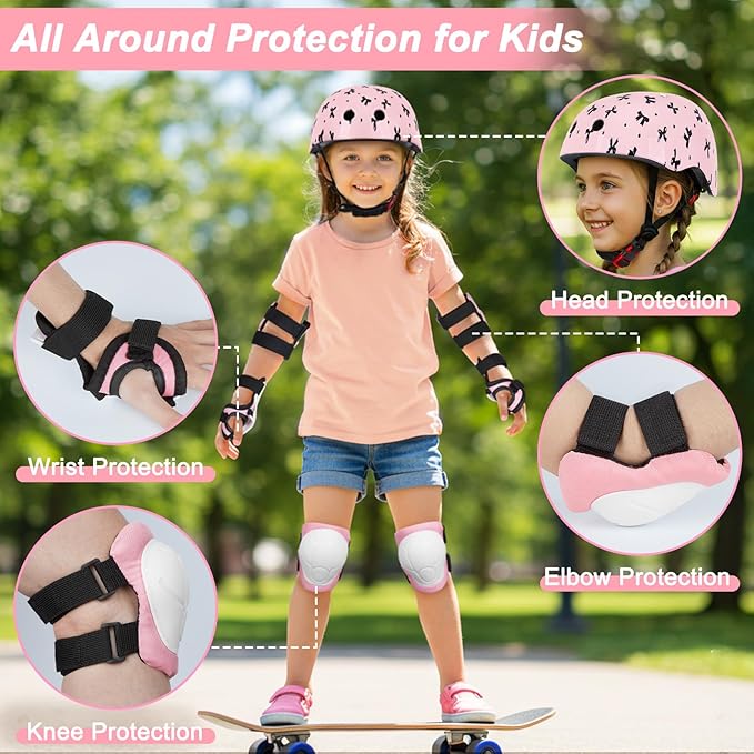 FIODAY Kids Helmet Knee Pads for Kids Unicorn Knee and Elbow Pads Wrist Guards Adjustable Protective Gear Set for Girls Boys Sports Skateboard Inline Skating Scooter