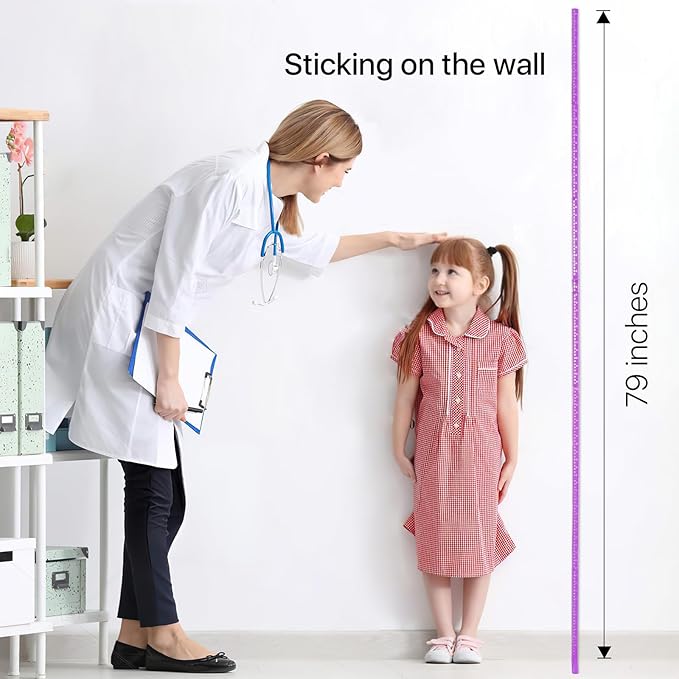 EASYXQ Growth Chart for Wall, Children Height Measurement,3D Removable Growth Height Chart,Splicing Height Ruler for Kids Baby Nursery 79 inch (Purple)