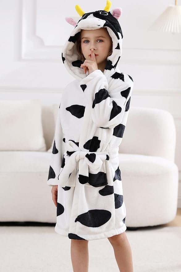 DELEY Girl's Robe Baby Boys Hoodie Robes Toddler Bathrobes for Kids Pajamas Sleepwear