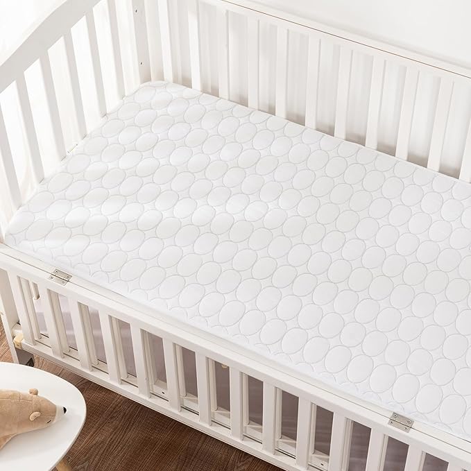Bamuho Cotton Crib Mattress Protector, Waterproof Toddler Baby Mattress Pad Cover for Standard Crib Mattress, Duck Egg Pattern Quilted - 2 Pack 52" × 28"