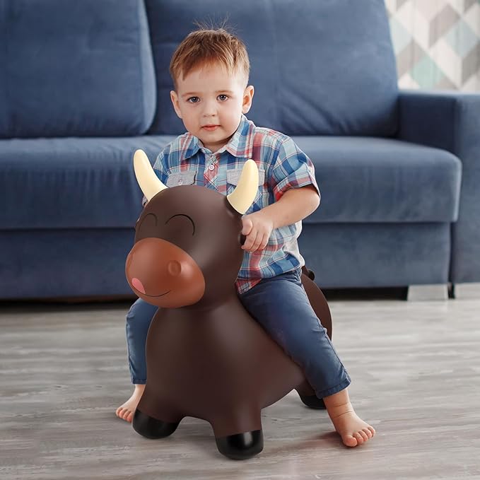 Upper Rider Bouncy Horse Hopper, Inflatable Farm Cow Bouncy Bull, Bounce and Ride on Animal Bouncer for Toddlers, Indoor Outdoor Birthday Gifts for Boys Girls 18 Months 2 3 4 5 6 Years Old