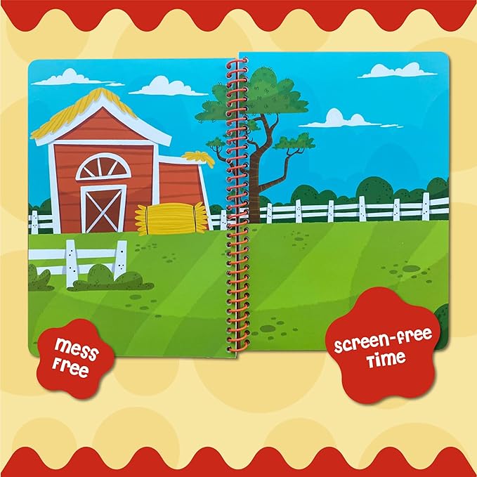 Stick4Ever Jelly Sticker Book - for Kids - Waterproof, Easy to Clean Reusable Sticker Book for Toddlers- Reusable Road Trip Activities for Kids - Stocking Stuffers for Toddlers (Farm)