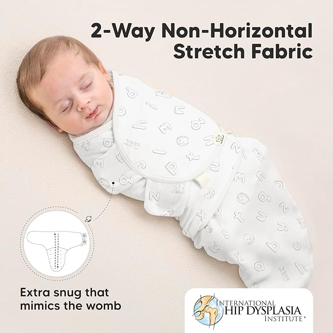 KeaBabies 3-Pack Organic Baby Swaddle Sleep Sacks - Swaddles for Newborns, Infant 0-3 Months, Baby Girls, Boys, Soft & Snug Newborn Sleep Sack, Nursery Swaddling Blankets (Abc Land Rose)