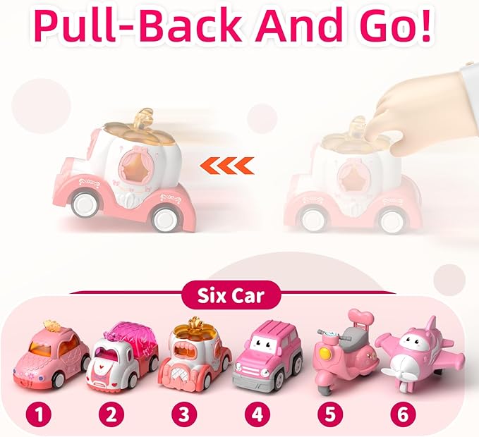 Truck Toys for 2+ 3+ Year Old Girls, 7-in-1 Carrier Truck Car for Toddler Girl, Cars Toys Age 2-4 with Light & Music, Birthday Gifts for 2 3 Year Old Girls
