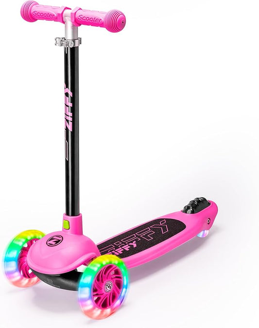 ZIFFY Multicolor 3 Wheel Scooter for Kids 3-5, Toddler Kick Scooters with LED Light-Up Wheels for Boys and Girls, 5 Adjustable Height and Lean-to-Steer Design, Support up to 110 lbs by JOVA