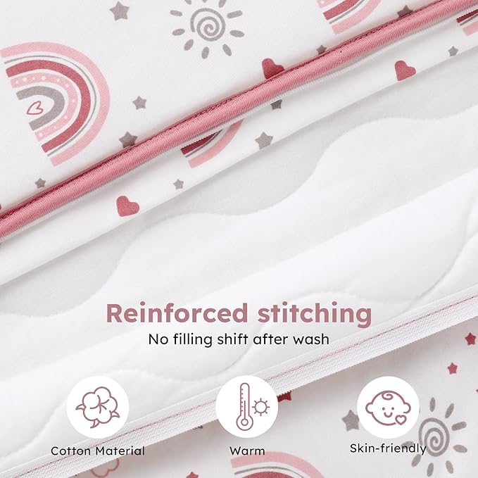 Baby Sleep Sack 6-12 Months, 2.5 TOG Cotton Winter Baby Wearable Blanket with 2-Way Zipper, Warm Soft Sleeping Bag for Newborn Infant Boy Girl, Medium Rainbow