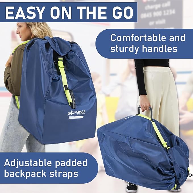 LASUK Car Seat Travel Bag for Airplane - Fits Infant Car Seats, Convertible Car Seats, Booster Seats, Car Seat Bases - for Worry-Saving, Effortless and Safe Travel