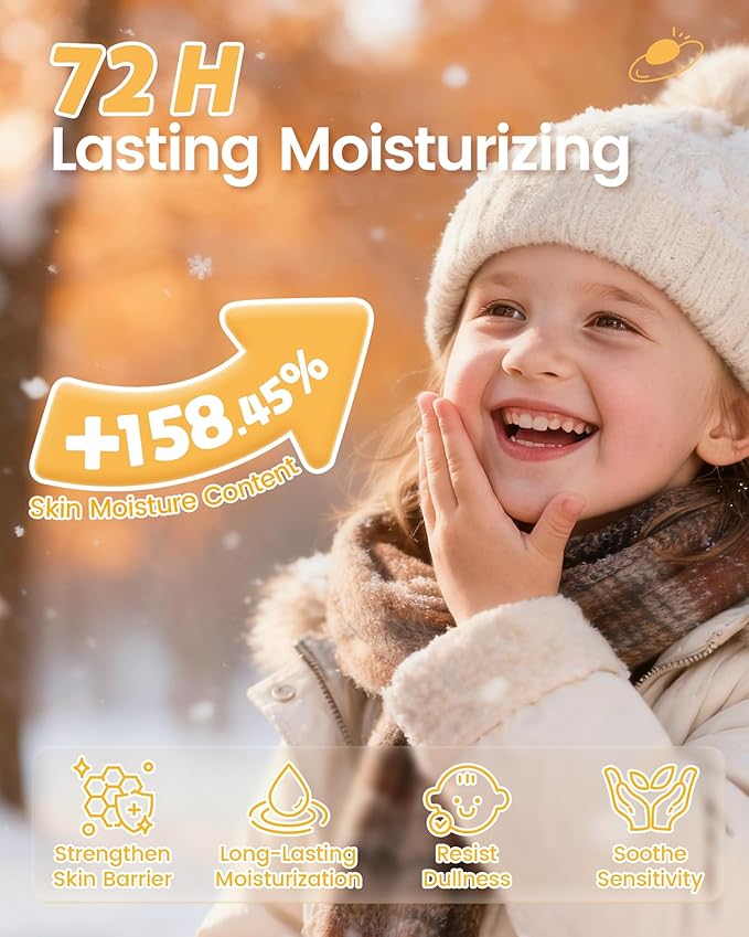 RUNBEN Kids Face Lotion Stick, 72H Deep Moisturizing, Gentle & Non-Greasy Baby Moisturizer Balm, Repair Skin Barrier, Relieves Kids Dry & Sensitive Skin Care, Easy Application