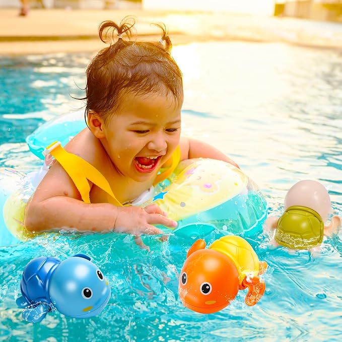 Bath Toys, 6 Pack Swimming Turtle Baby Bath Toys for Toddler 1-3, Water Pool Floating Wind Up Toys for 1 Year Old Boy Girl Gifts, Infant Toddlers Kids Bathtub Toys
