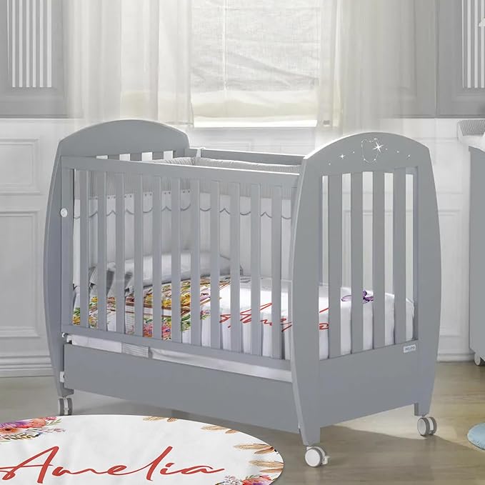 Custom Baby Crib Bedding Set, Personalized Name Colorful Bee Design Crib Set 3 Pcs, Soft Double Layer Blanket, Crib Sheet & Room Rug, Ideal Nursery Decor Gift for Baby Girls Boys
