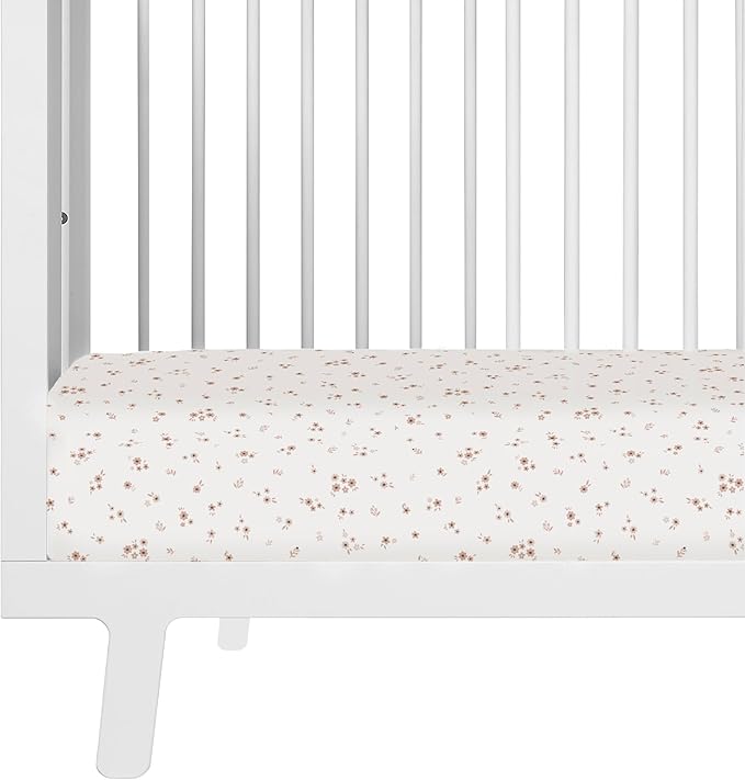 Makemake Organics GOTS Certified Organic Cotton Fitted Crib Sheet Soft Breathable (28"x52", Bloom)